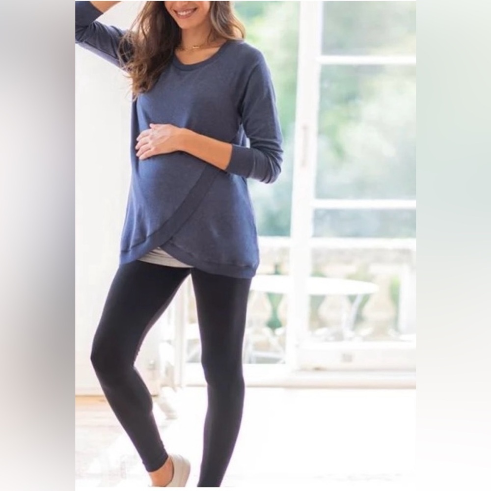Seraphine Maternity Blue Cotton Blend Maternity and Nursing Sweatshirt size XS